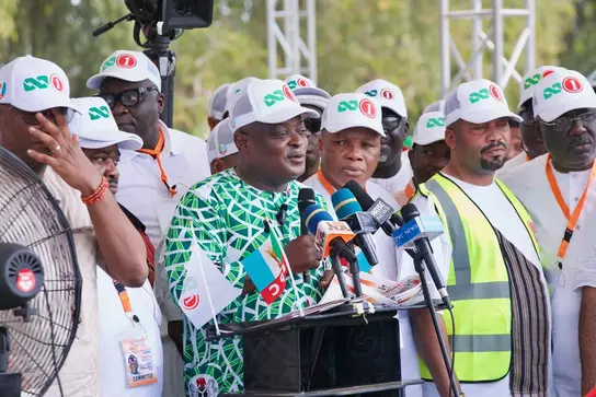 Campaign volunteers organising a political rally in Nigeria